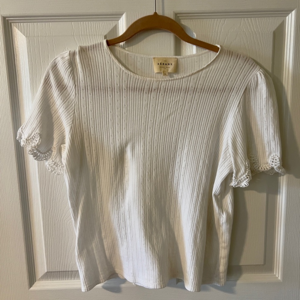 Sezane Clea T-Shirt Ecru SZ M